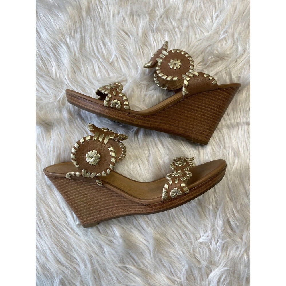 Jack Rogers Luccia Metallic Wedge Sandals Size 7.5 Original Retail Price: $180